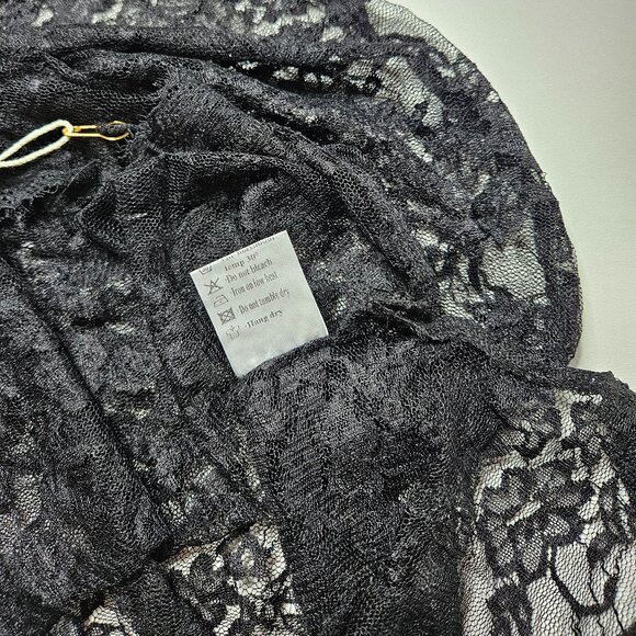Y2K Whimsigoth Sheer Lace Black Floral Slip Dress, Small, New With Tags - Picture 8 of 8
